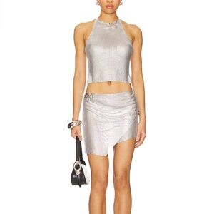 Gemma Top and Skirt in Silver